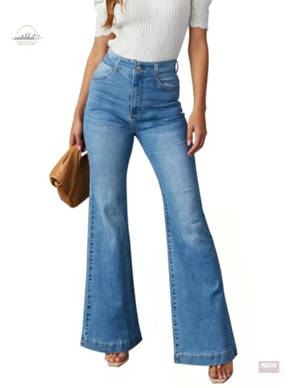 High Waisted Flare Bell Bottom Jeans Stretchy Wide Leg Bootcut Denim Pants